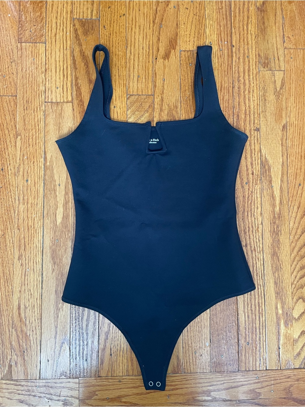 Abercrombie & Fitch softAF Square Neck Tank Bodysuit Black Size S Thong Snap